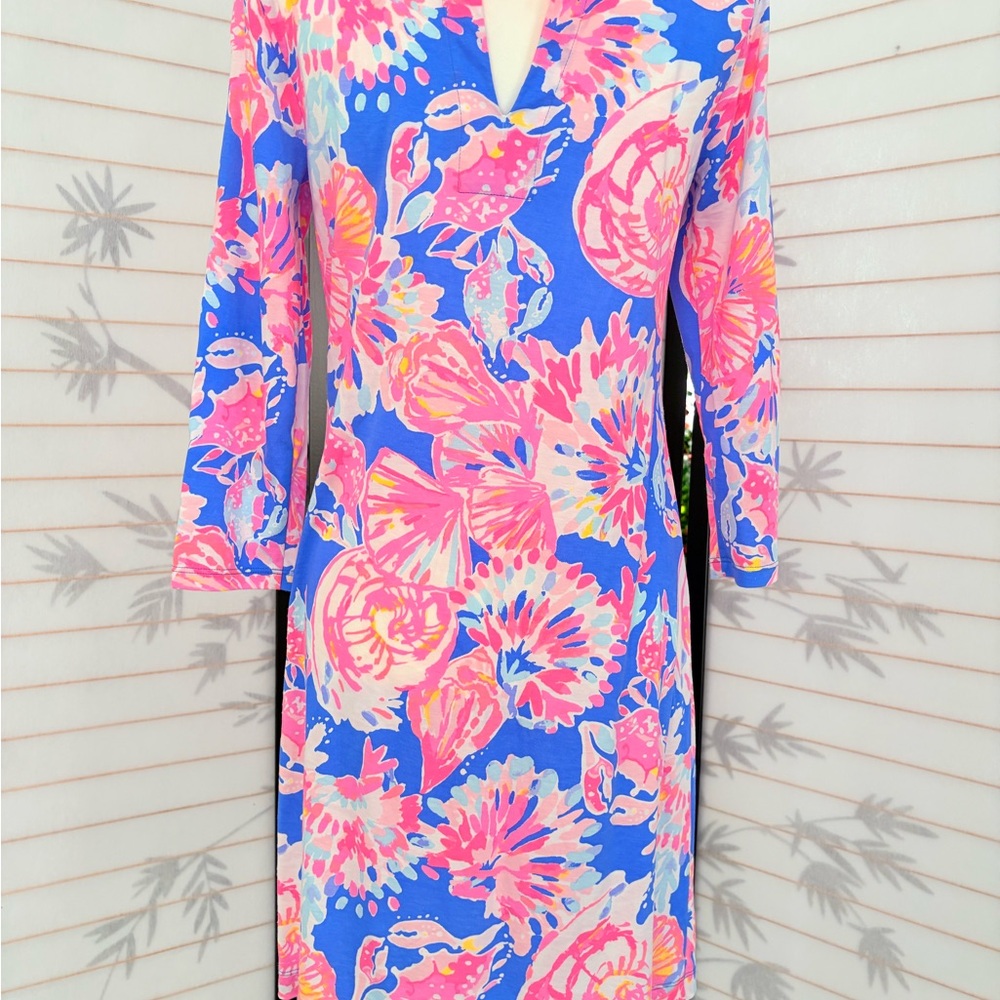 Lilly Pulitzer Blue Pink Floral Shift Dress